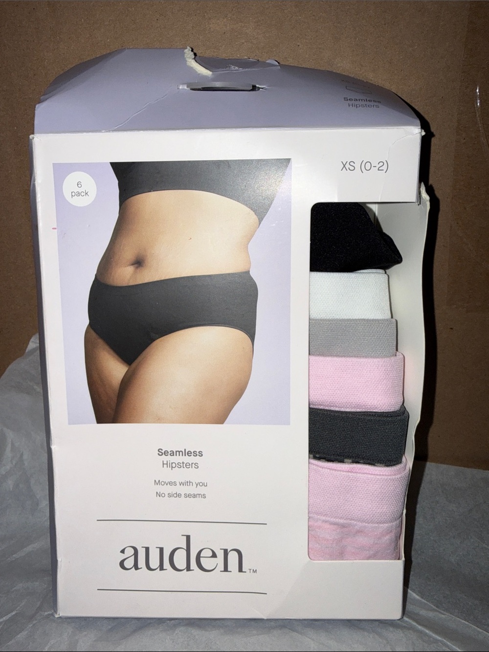 Auden Seamless Hipster 6-Pack - Black, White, Gray, Pink